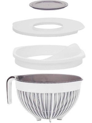 Hepta Collection 3132 Linea 2 Li Çok Amaçlı Kapaklı Karıştırma Mikser Kabı Pirinç Süzgeci - Beyaz
