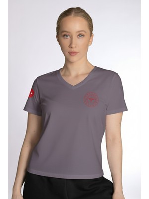 Pratik Medikal Gri 112 Acil Sağlık V Yaka Tişört Unisex