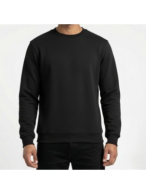 Bumerangspor Erkek Bisiklet Yaka Üç Iplik Şardonlu Basic Düz Sweatshirt