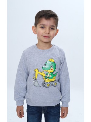 Toontoy Erkek Çocuk Relax Fit Bisiklet Yaka Omuzu Çıtçıtlı Baskılı Sweatshirt