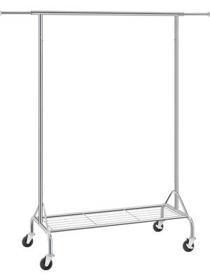 Hepta Collection Metal Elbise Askısı, Ayakkabı Raflı, Tekerlekli, Ağır Yükler Taşıyabilir, 50 kg Taşıma Kapasiteli, U