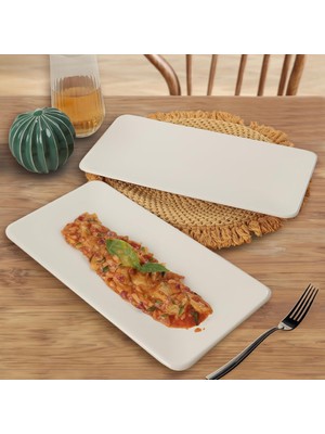 Hepta Collection Keramika Mat Krem Siera Kayık Tabak 33 cm 2 Adet 950