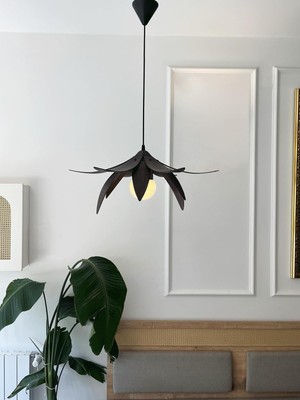 Hepta Collection Lotus Avize – Ahşap Modern ve Avize, Iskandinav Salon ve Oturma Odası Aydınlatması (Ceviz)