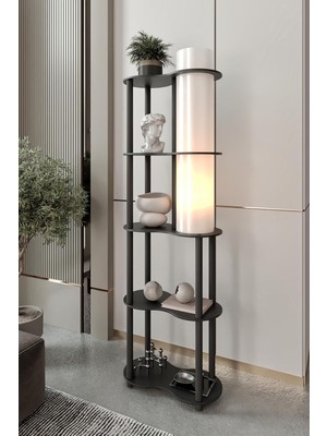 Hepta Collection Sperenza Lambader Ceviz – Görünümlü Modern Gövde, 145 cm Yükseklik, Geniş Tabanlı Tasarım (24X48 Cm)