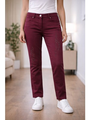 Bolınto 553 5 Cep Tas Baskılı  Dar  Paca Pantolon
