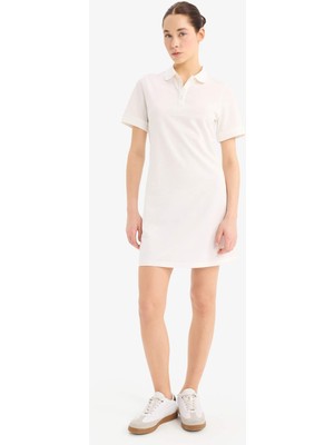 DeFacto Polo Yaka Pike Kısa Kollu Mini Elbise D8273AX25SP