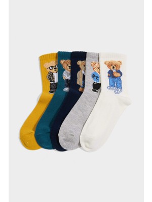 DeFacto Ayıcıklı 5'li Pamuklu Uzun Çorap Erkek Çocuk G7540A8NS
