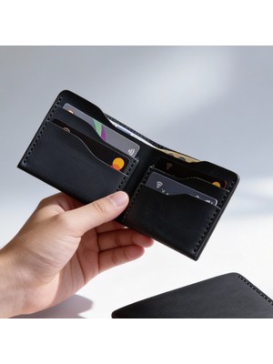 Luvo Gerçek Deri Cüzdan El Yapımı Hakiki Kadife Premium Deri Italyan Dikiş 4 Kart Bölmeli