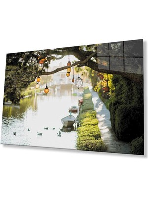 idealizbiz Ağaç Irmak Manzara Cam Tablo 4mm Dayanıklı Temperli Cam Tree River Landscape Glass Wall Art