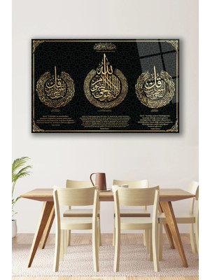 idealizbiz Ayetel Kürsi Felak Nas Cam Tablo,dini Islami Modern Ev Ofis Salon Duvar Dekoru,hediyelik Tablo Dekor