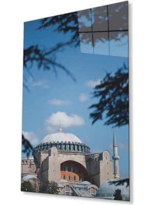 idealizbiz Ayasofya Cami Manzara Dini Duvar Dekoru Cam Tablo 4mm Dayanıklı Temperli Cam