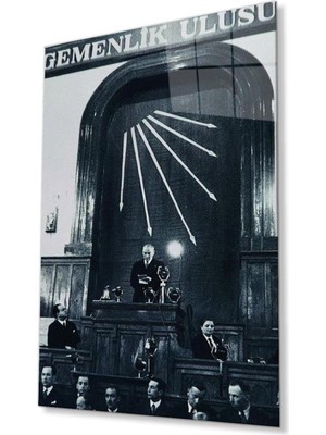 idealizbiz Atatürk Cam Tablo 4mm Dayanıklı Temperli Cam, Atatürk Glass Wall Art