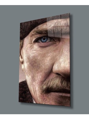 idealizbiz Atatürk Dikey Cam Tablo Büyük Hediyelik Ev Ofis Dekoru
