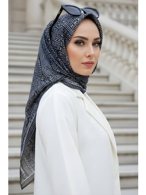 İmaj Butik Siyah Soft Dijital Pamuklu Eşarp