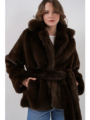 Bigdart Kadın Peluş Kürk Mont 5234 - Kahverengi