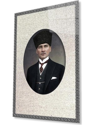 idealizbiz Çerçeveli Atatürk Cam Tablo 4mm Dayanıklı Temperli Cam, Framed Atatürk Glass Wall Art