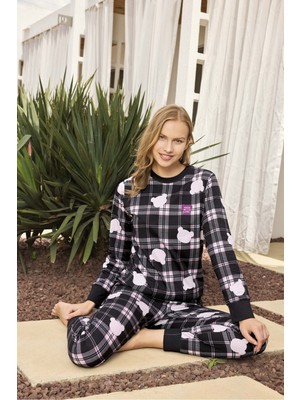 Lodos Store Aydoğan Kadın Uzun Kollu Pamuklu Ribana Pijama Takımı