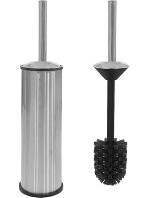 Storemax Serisi Antifenger Özellikli 2'li Banyo Seti Çöp Kovası ve Kolozet Fırçası Paslanmaz Krom 3 Litre
