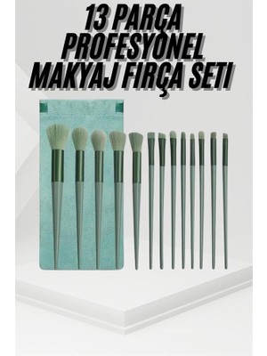 Pazarcan 13 Parça Taşınabilir Kılıflı Profesyonel Makyaj Fırça Seti Pudra Allık Fondöten Fırçası