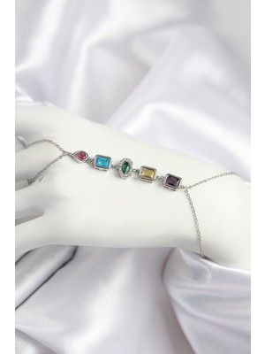 Pazarcan Pirinç Renkli Zirkon Taşlı Model Gümüş Renk Şahmeran - TJ-SN724