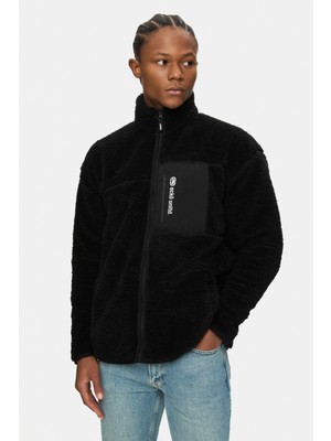 Ecko Unltd. Carlıno Siyah Dik Yaka Fermuarlı Sherpa Baskılı Loose Fit Erkek Polar Mont