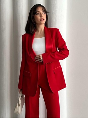 Vuntal Butik Saten Şal Yakalı Ikili Takım Blazer