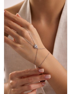 Nereze 925 Ayar Gümüş Rodyum Kaplama Beyaz Damla Taşlı Şahmeran Bileklik