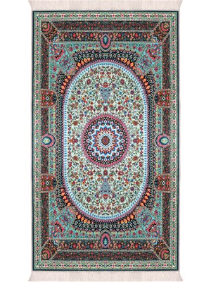 Bursa İpek Su Yeşil Kadife Halı Seccade