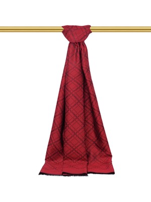 Bursa İpek Bordo Zincir Desen Jakarlı Ipek Şal