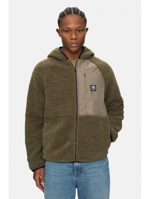 Ecko Unltd. Dante Haki Kapüşonlu Fermuarlı Sherpa Loose Fit Erkek Polar Mont