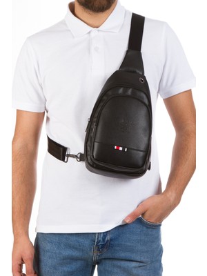 Sannora Bags Unisex Deri Çapraz Askılı Çanta Göğüs Çanta Çift Yönlü Omuz Çanta Kulaklık Çıkışlı Bodybag Günlük