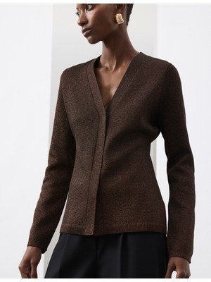 Marks & Spencer Merino Karışımlı Işıltılı V‑yaka Hırka