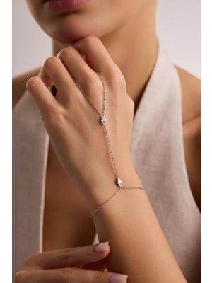 Nereze 925 Ayar Gümüş Rodyum Kaplama Fatma  Ana Eli Şahmeran Bileklik