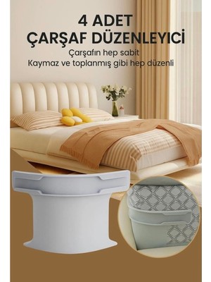Hane216 Çarşafmatik 4 Adet Çarşaf Düzenleyici Sabitleyici Görünmez Nevresim Çarşaf Kilidi Organizeri