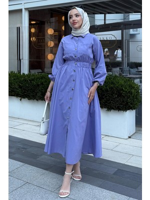 Tesettür Diyarı Yazlık Rapalin Elbise- Lila