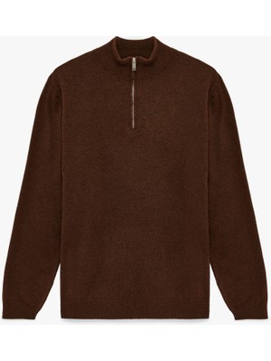 Koton Regular Fit Uzun Kollu Basic Yarım Fermuarlı Triko Kazak