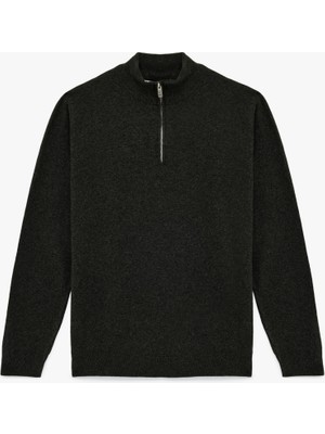 Koton Regular Fit Uzun Kollu Basic Yarım Fermuarlı Triko Kazak