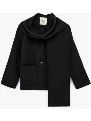 Koton Düğmeli Cepli Uzun Kollu Atkılı Kısa Kaşe Kaban