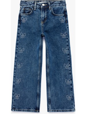Koton Pamuklu Cepli Fiyonklu Geniş Paça Denim Pantolon