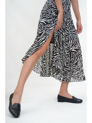 Tarçın Hakiki Deri Siyah Kadın Deri Babet TRC64-0103