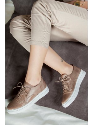 Tarçın Hakiki Deri Vizon Kadın Deri Sneaker TRC55-VNS-M01