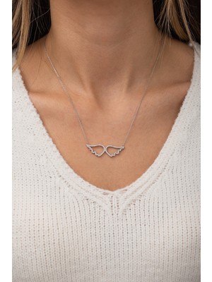 Nereze 925 Ayar Melek Kanadı Kolye Bayan Gümüş Kolye