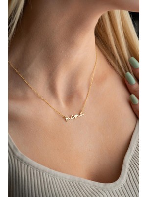 Nereze 925 Ayar Gümüş Mama (Anne) Yazılı  Kolye