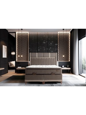 Queen Bee Napol Peluş Pedli Kahverengi Pocket Yaylı Ortopedik Rollpack Yatak