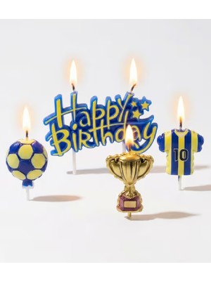 Taraftar Futbol Toplu Formalı Happy Birthday 4 Lü Mum Seti