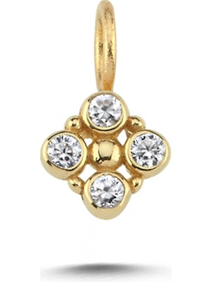 Cherry By Özkonak Dört Yuvarlak Taşlı Çiçek Form Charm