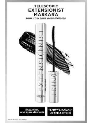L'oréal Paris Telescopic Extensionist Maskara Hacim Verici Özellikleriyle Siyah Renk Büyük Boy