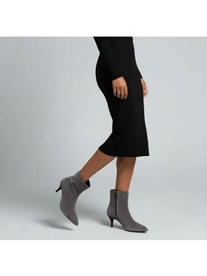 Ne&Ve Shoes Ekru Süet Sivri Burun Kadın Klasik Bot