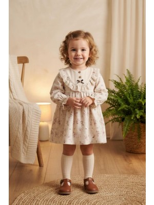 Cantoy Çiçek Desenli Vintage Müslin Bebek Elbisesi