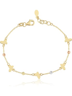 Cherry By Özkonak Doricalı ve Kelebekli Altın Çocuk Bileklik